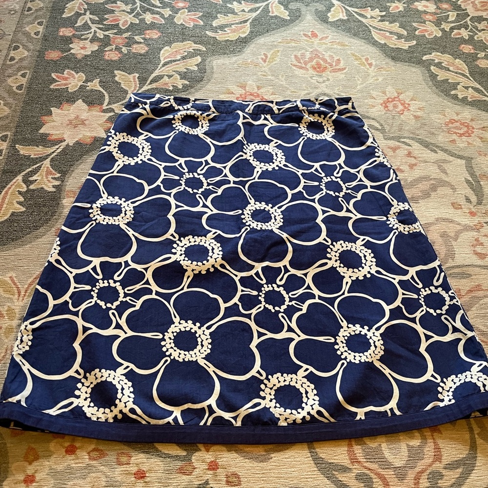 Boden Blue and White Floral A-Line  Skirt.  Size US 8 regular